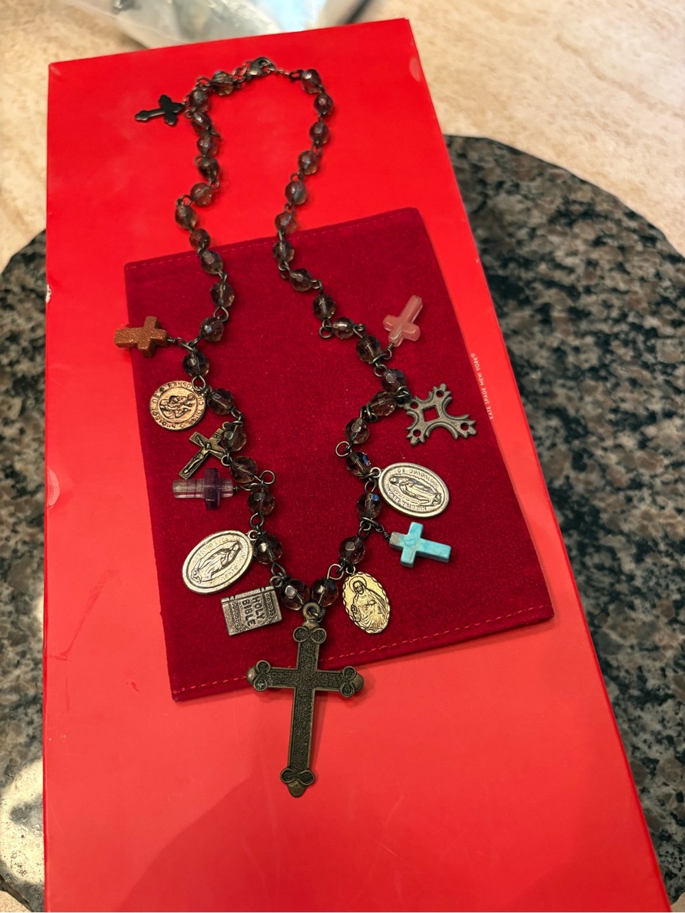 Anthropologie Multi-Color Charm Cross Necklace